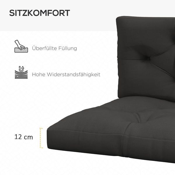 Outsunny Palettenkissen 2er-Set Bankauflage mit UV-Schutz Sitzkissen Polsterauflage Gartenbankauflage für Palettensofa, Balkon, Polyester, Dunkelgrau