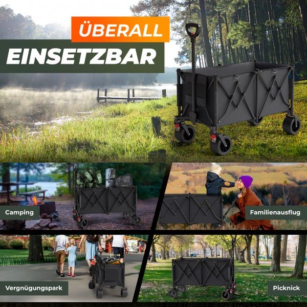 Premium XXL Bollerwagen faltbar 260L 150kg belastbar robuster Bollerwagen für jedes Gelände von BigDean