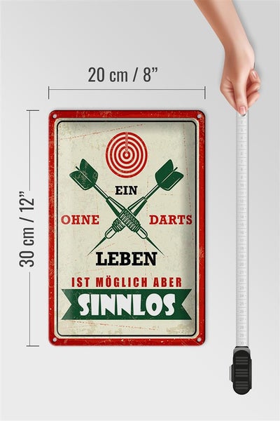Blechschild Spruch 20x30cm Ein Leben ohne Darts ist möglich aber sinnlos
