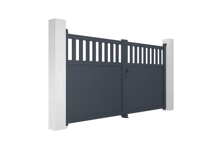 SANTIS 300B160 Flügeltor-Paket + 2 EIFEL-Pfosten h.190cm Grau