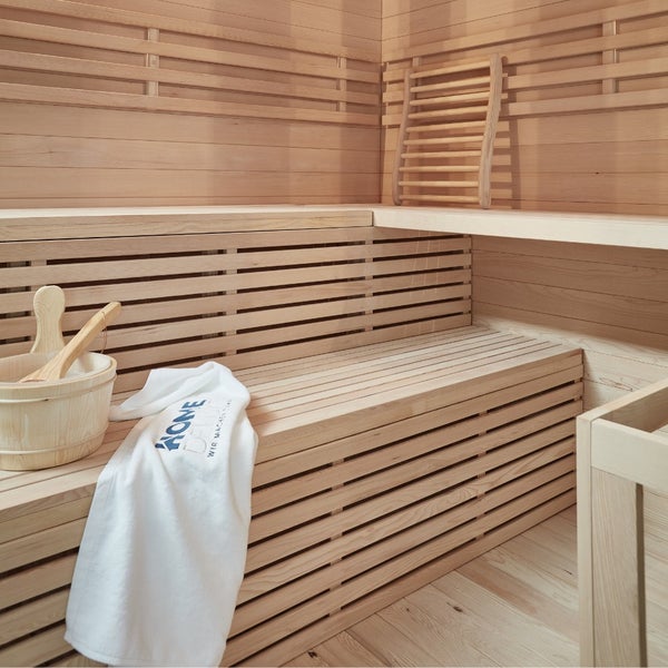 Home Deluxe - Traditionelle Sauna - Skyline XL Big - 200 x 200 x 210 cm - für 2-6 Personen, Hemlocktanne, inkl. Saunaofen, Saunazubehör I Dampfsauna Aufgusssauna Finnische Sauna Bio Sauna