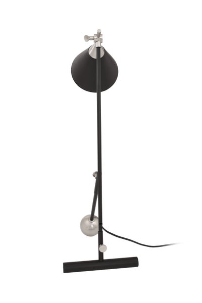 Design Tischlampe Schwarz Silber, Lampe mit Kegel Schirm | Wohnzimmer Esszimmer Leuchte