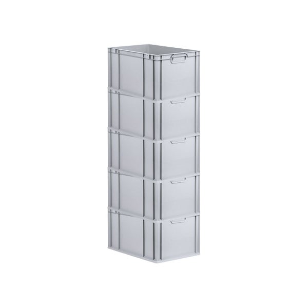 PROREGAL Spar Set 5x Eurobox Nextgen Economy Mit Scharnierdeckel & Gelben Schiebeschnappverschlüsse Griffe Geschlossen HxBxT 32 x 40 x 60 cm 65 Liter