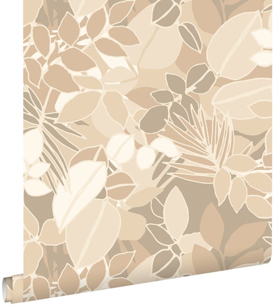 ESTAhome Tapete Blätter Beige - 50 x 900 cm - 139845