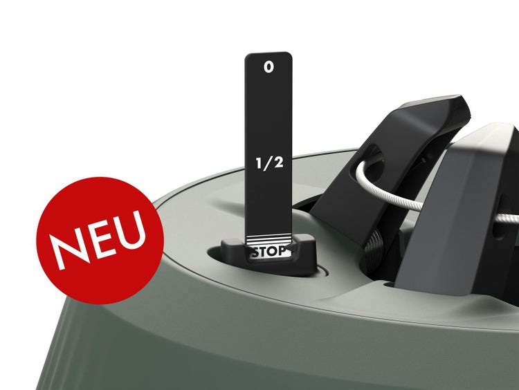 Detailansicht eines Weihnachtsbaumständers mit Füllstandsanzeige