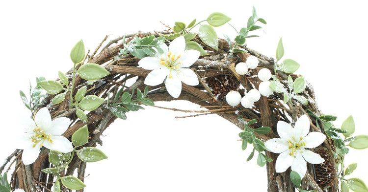 FRANK FLECHTWAREN | Kranz Christrose, Ø 38 x 11 cm, BIRKE, KUNSTSTOFF