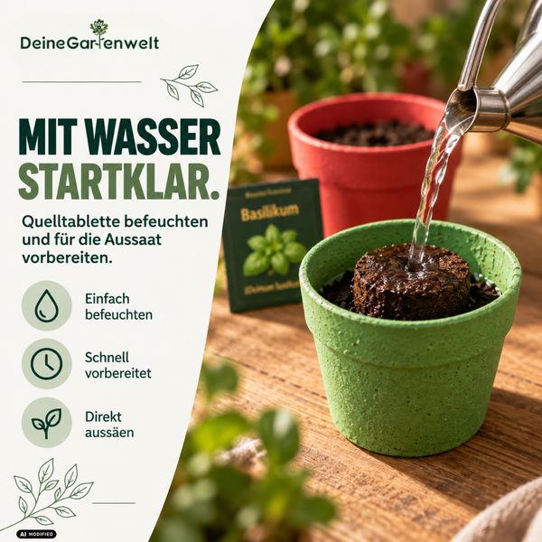 DeineGartenwelt Adventskalender mit Saatgut für Blumen, Kräuter und Gemüse inklusive 24 Bambustöpfen, Kokos-Quelltabletten und Gewächshaus.