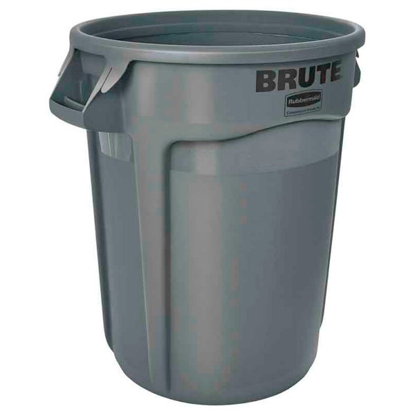 PROREGAL Rubbermaid Brute Runde Mehrzwecktonne Mit Belüftungskanälen 121,1 Liter HxBxT 69,2 x 63,5 x 55,5 cm Aus Widerstandsfähigem Kunststoff Grau