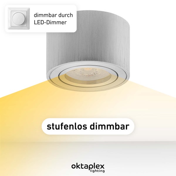 Aufbaustrahler Lile 3 Stück dimmbar LED Modul 5W 3000K Warmweiß 380 Lumen Schwenkbar 230V Aufputz Alu gebürstet