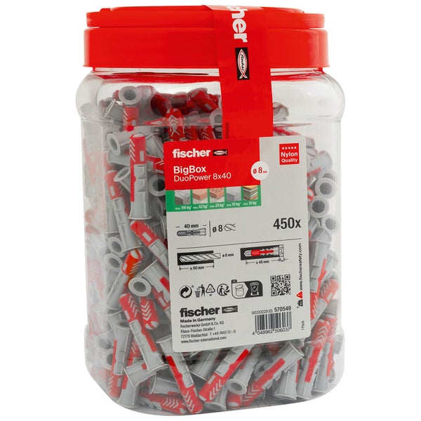 Fischer BigBox DuoPower 8x40 Dübel, 450 Stück im Vorratsbehälter