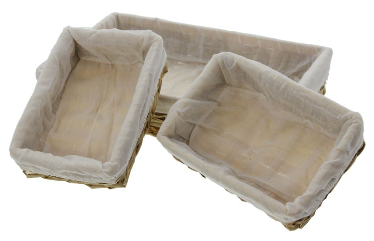 FRANK FLECHTWAREN | Eckiges Korbset, 3tlg., BAMBUS, WASSERHYAZINTHE, 2 Körbe 20 x 15 x 6 cm, 1 Korb 33 x 23 x 7 cm