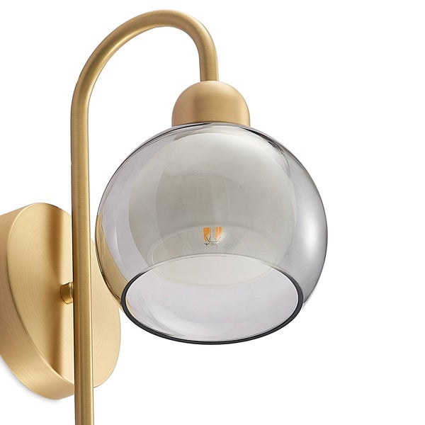Lucande Wandleuchte, Wandlampe Innen Mylah (Retro Vintage Antik) in Gold / Messing aus Metall (1 flammig E14) - Wandstrahler Wandbeleuchtung Schlafzimmer Wohnzimmer Wohnzimmerleuchte