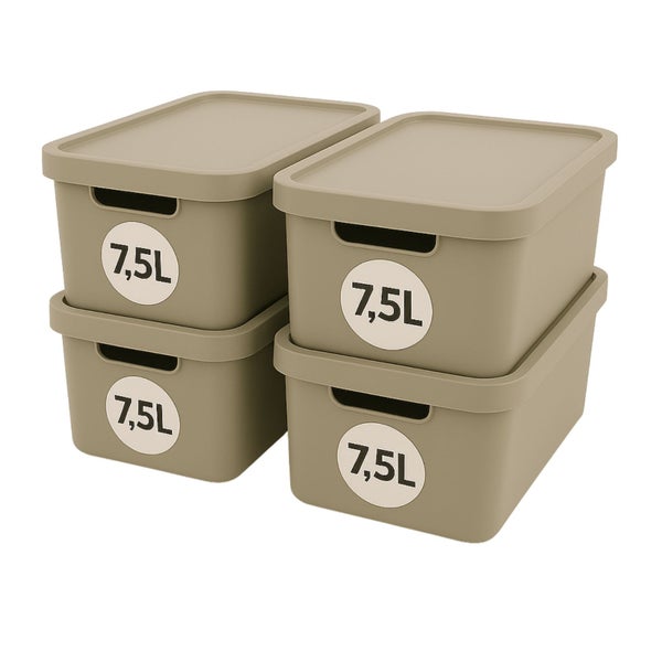 Stapelbare Aufbewahrungsboxen mit Deckel, 7,5 Liter