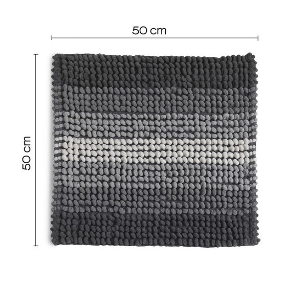 Grauer Badezimmerteppich cm 50x50 aus Baumwolle und Mikrofasern | Benjamin