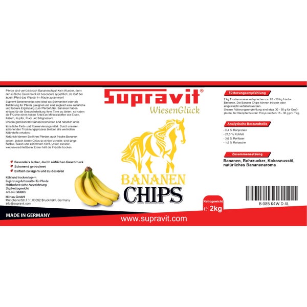 Supravit Bananenchips für Pferde, 2 Kilogramm