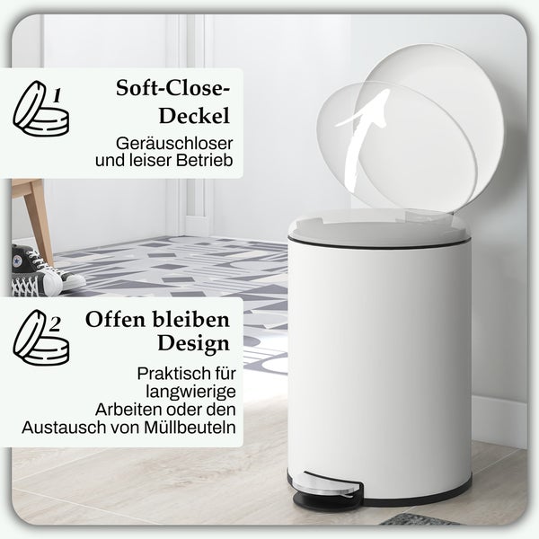 HOMCOM Mülleimer 20L Treteimer Kosmetikeimer Abfalleimer mit Deckel und Fußpedal, Müllbehälter mit Inneneimer, für Wohnzimmer, Büro, Metall, 36 x 30 x 44,5 cm