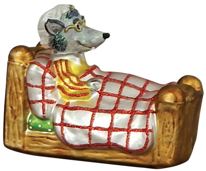 Wolf im Bett der Großmutter 10cm, Glasornament, mundgeblasen und handekoriert, 1 Stck., Weihnachtsbaumkugeln, Christbaumschmuck, Weihnachtsbaumanhänger