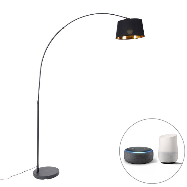 Smarte Bogenlampe schwarz mit Gold inkl. Wifi A60 - Arc Basic