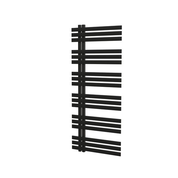 Schwarzer Badheizkörper mit horizontalen Heizrohren