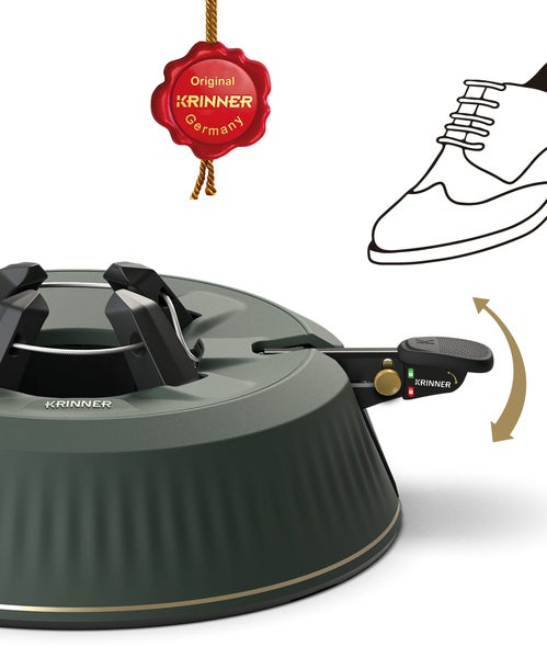 Krinner Christbaumständer mit Hebeltechnik und Krinner Logo