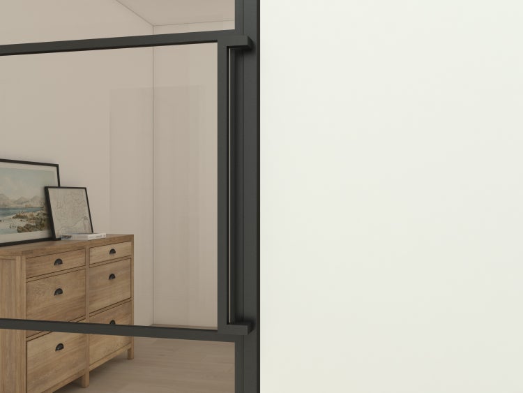 Loft Glastür 1660x2115mm Klarglas Pivot Drehtür schwarz Komplettset mit Griffstange