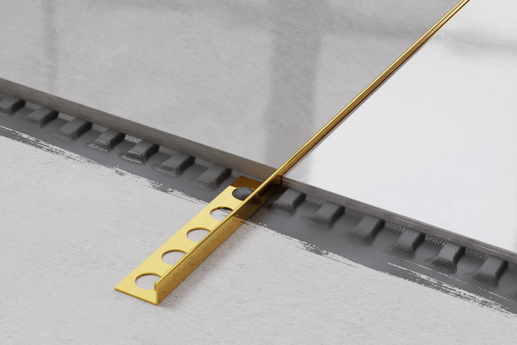 Edelstahl J Eckprofil für Fliesen 1cm x 244cm - Glänzendes Gold
