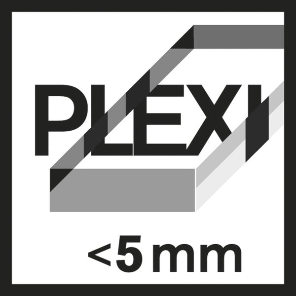 Plexiglas-Symbol für Materialstärke unter 5 mm