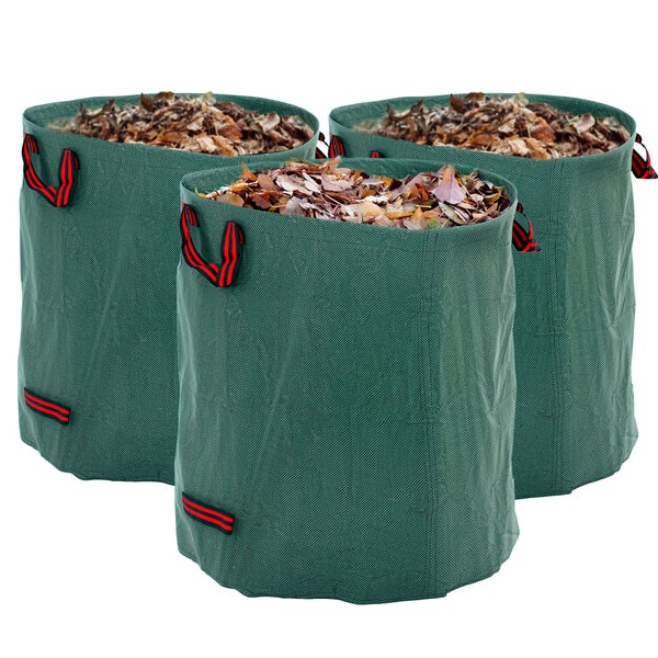 Outsunny Gartensack 3x272L wasserdicht Gartenabfallsack mit Griffe, stabil Laubsack, selbststehend Gartensäcke mit UV Schutz, wiederverwendbare Gartenabfallsäcke für Gartenabfälle Grünschnitt