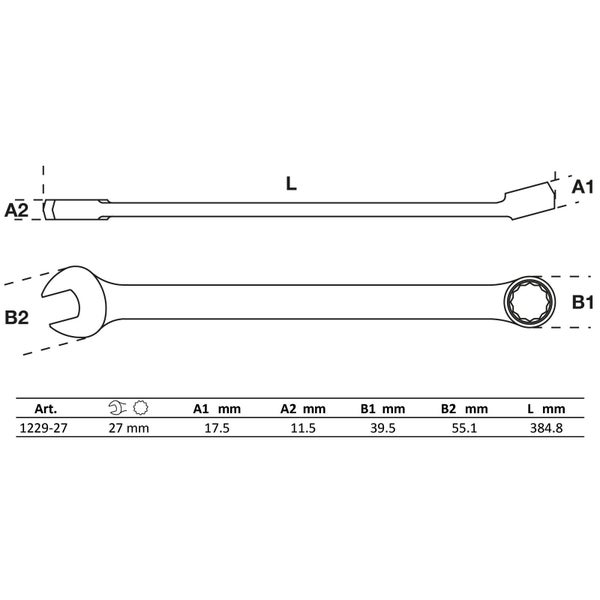 BGS Maul-Ringschlüssel extra lang SW 27 mm - 1229-27