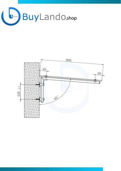 BuyLando FR-L 150x90 cm Baldacchino di vetro - Satinata incl. Supporto