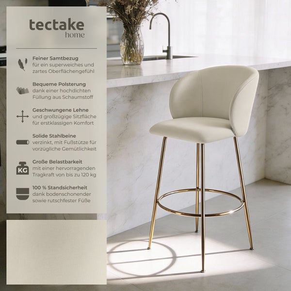 Gepolsterter Barhocker mit Stahlbeinen und Fußstütze