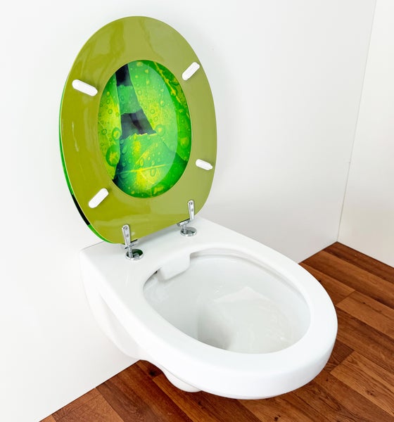 ADOB Design WC Sitz Blätter, Holzkern lackiert, verstellbare Metallscharniere, universalpassend