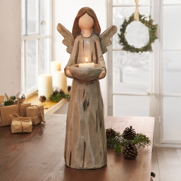 Dekorative Engel-Figur mit Kerzenhalter für stimmungsvolle Beleuchtung in der Weihnachtszeit
