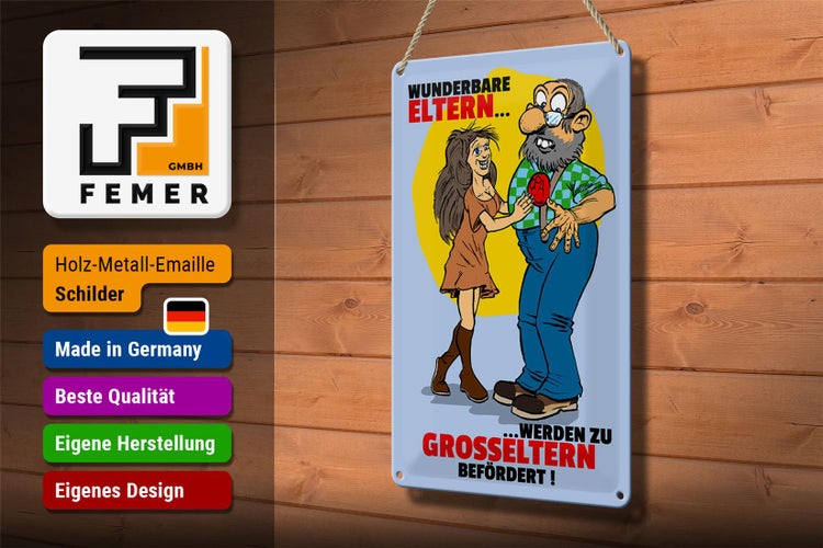 Blechschild Spruch 20x30cm Eltern werden zu Großeltern befördert