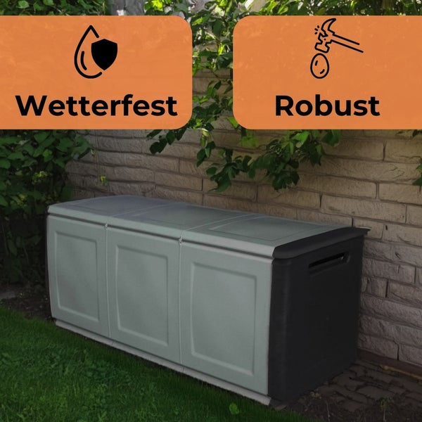 Gartenbox Auflagenbox Box für Gartenauflagen Terrasse Aufbewahrungsbox Garten Kissenbox Outdoor Gartentruhe XXL Wetterfest 410 L