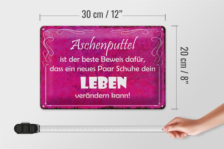 Blechschild Spruch 30x20cm Aschenputtel Schuhe ändern Leben