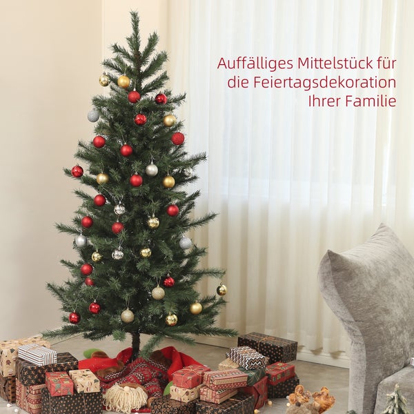 HOMCOM Künstlicher Weihnachtsbaum, 180 cm Christbaum mit 467 Spitzen, flammenhemmend, klappbar Stahlständer, für Weihnachten Deko, Grün
