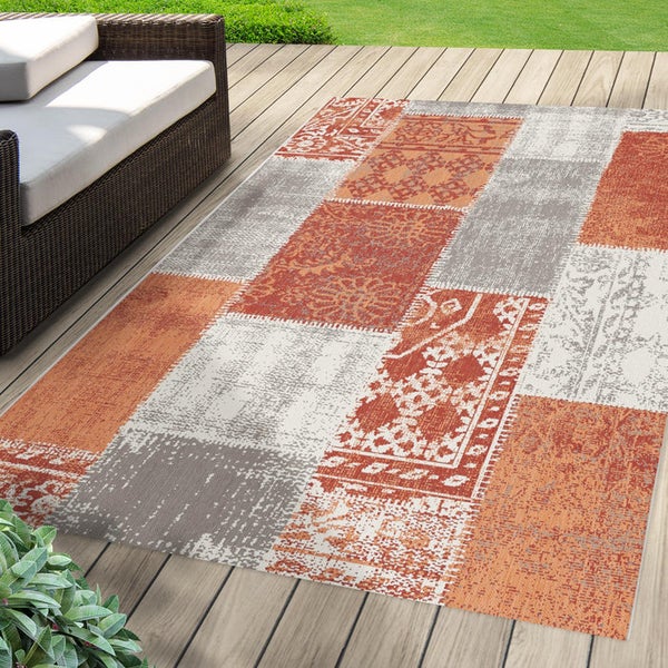 FLOORDIREKT Outdoorteppich - Wetterbeständiger Außenteppich - Cotton - Rot - 200 x 290 cm
