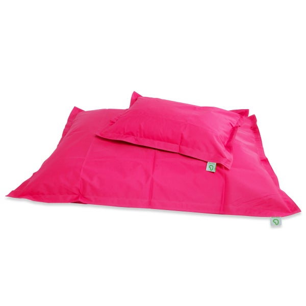 Pinkfarbener Sitzsack mit Green Bean Logo