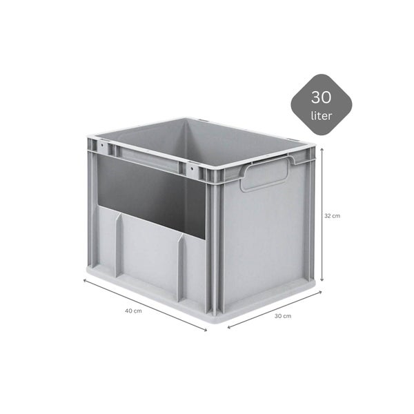 PROREGAL SuperSparSet 4x Eurobox NextGen Insight HxBxT 32 x 30 x 40 cm 30 Liter Seite Offen Eurobehälter Transportbox