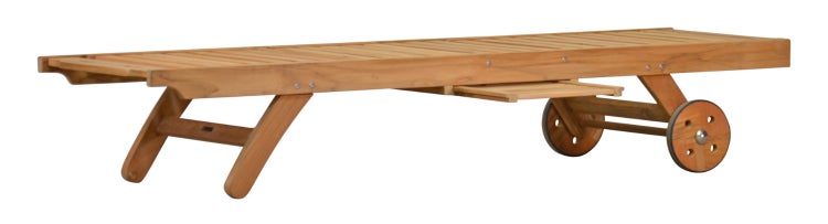 Gartenliege Holz Teak Liege Sonnenliege mit Rollen Relaxliege Pool wetterfest premium