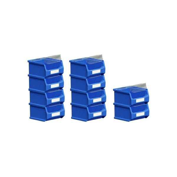 PROREGAL SparSet 10x Blaue Sichtlagerbox 1.0 mit Abdeckung HxBxT 6 x 10 x 10 cm 04 Liter Sichtlagerbehälter