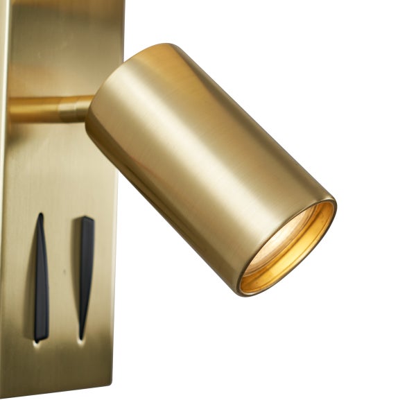 Goldfarbene Wandleuchte mit Schalter