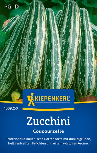 Saatgut Zucchini Coucourzelle von Kiepenkerl mit gestreiften Früchten