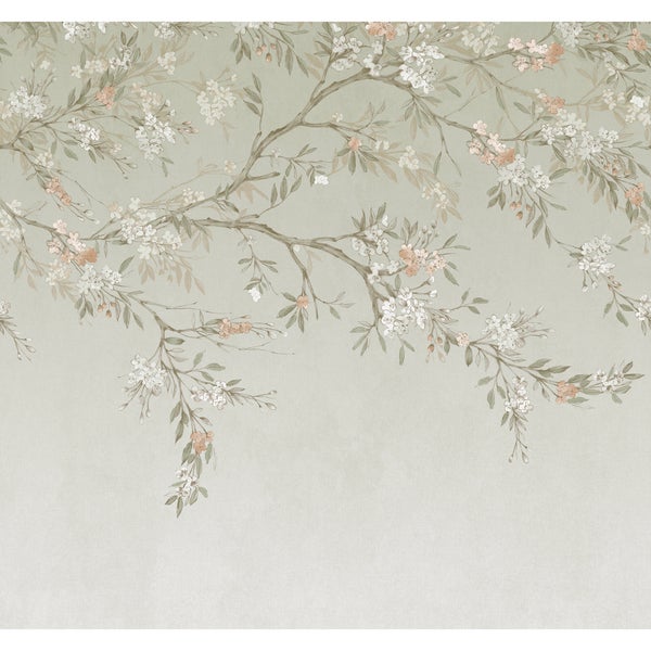 Tapete mit Ästen, Blättern und Blütenmuster