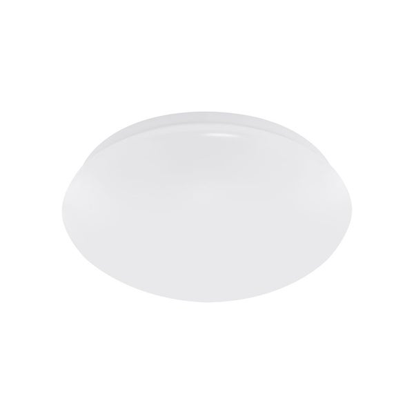 Runde Deckenleuchte aus Kunststoff in Weiß.