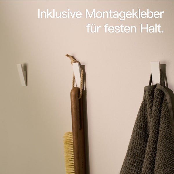 Designfabrik Hamburg Klebehaken ohne Bohren  |  4 Selbstklebende Haken | Wandhaken Weiß