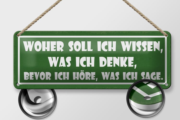 Blechschild Spruch 27x10cm woher soll ich wissen was denke Dekoration