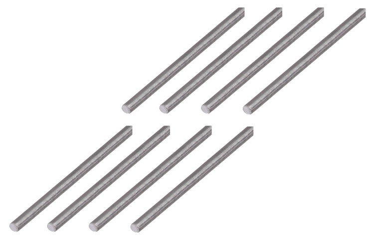 Set aus acht glatten Rundstäben aus Metall in stabiler Ausführung.