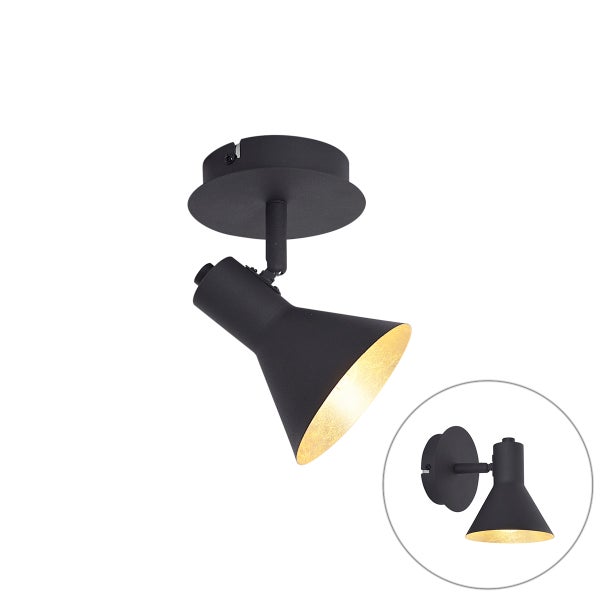 Schwarzer Deckenspot zur Wandmontage